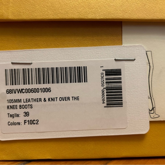 Never Worn FENDI 105mm Red Leather & Knit Over-the-Knee Boots, size 39 (US9) - Picture 10 of 11